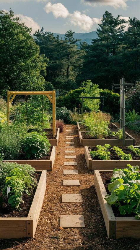 25 Garden Planning Layout Ideas for Raised Beds Beautiful Garden Layout, Design A Vegetable Garden, Summer Veggie Garden Layout, Beautiful Raised Garden Beds Landscapes, Home Garden Layout Plan, Small Garden With Raised Beds, Raised Garden Beds With Pavers, Raised Beds Backyard, Small Garden Bed Design