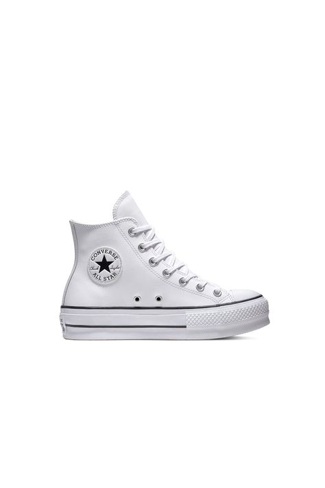 Preppy Converse, White Hightop Converse, Allstars Converse, White Leather Converse, White High Top Converse, Dream Items, Chuck Taylor All Star Lift, Leather Converse, High Top Converse