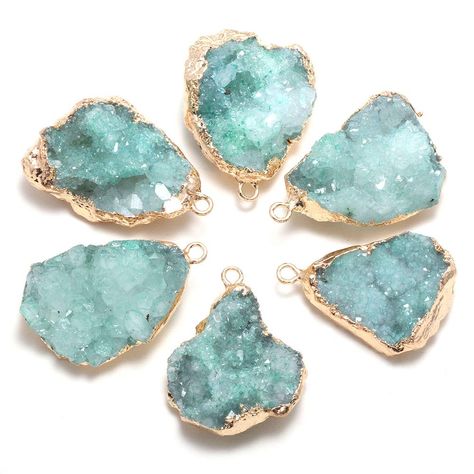 PRICES MAY VARY. PACKAGE INCLUDE:5Pcs Natural green agate geode crystal druzy pendant EXCELLENT SIZE: About 25x35-30x40mm , 8mm thick, hole: 2mm. TYPES of AGATE：Natural green agate gemstone necklace charms slice druzy pendant WIDE USAGE: Perfect Links for making DIY bracelet, necklace, earrings and other beautiful jewelries. You can make it into a special gift for your friends, families or loved ones when coming across anniversary, birthday, graduation, christmas. KINDLY NOTE: Natural gemstone c Honey Jewelry, Geode Jewelry, Bracelet Packaging, Geode Necklace, Stone Accessories, Necklace Charms, Jewelry Making Necklace, Jewelry Making Charms, Green Agate