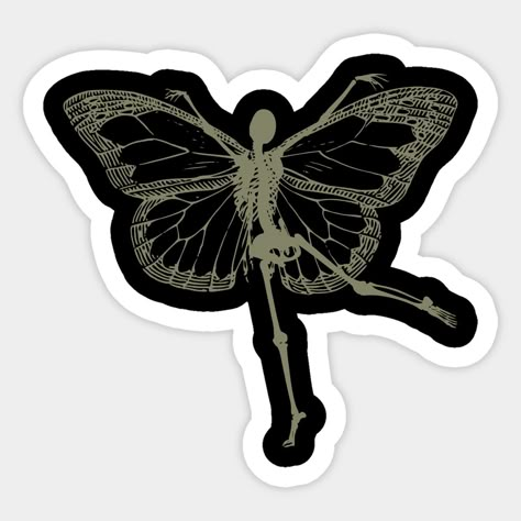 Butterfly Grunge Aesthetic, Fairycore Stickers, Butterfly Grunge, Fairy Skeleton, Fairycore Butterfly, Skeleton Butterfly, Weird Stickers, Skeleton Sticker, Fairy Stickers