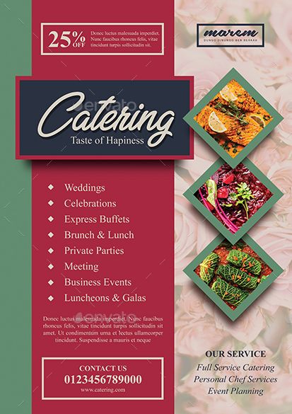 Catering Poster, Catering Menu Design, Menu Sans Gluten, Catering Logo, Catering Design, Outside Catering, Menu Flyer, Food Addict, Pamphlet Design