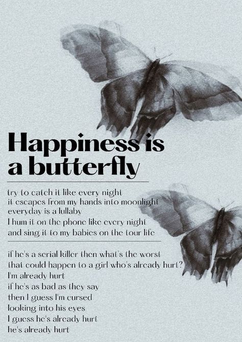 Happiness Is A Butterfly Poster, Art Bedroom Aesthetic, Lana Del Rey Vintage, Happiness Is A Butterfly, Lana Del Rey Quotes, Grunge Posters, Butterfly Poster, Vintage Poster Design, Music Poster Design