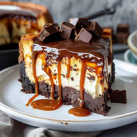 Caramel Brownie Cheesecake, Recipe For Caramel, Brownie Cheesecake, Artichoke Recipes, Layered Desserts, Caramel Brownies, Rich Desserts, Cheesecake Brownies, Cheesecake Desserts