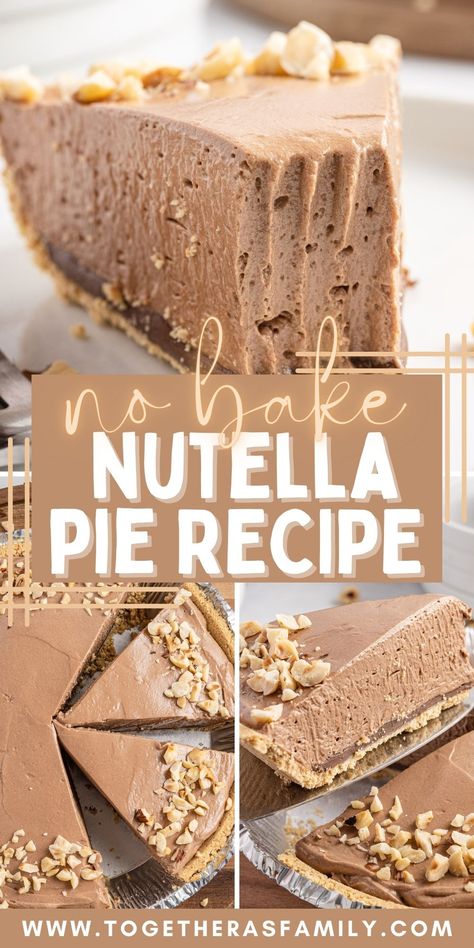 Nutella And Pie Crust Recipes, Nutella Cream Pie, Nutella Pie No Bake, Easy Cream Pies No Bake, Nutella Pie Recipes, Graham Cracker Crust Pie Filling, No Bake Pies With Graham Cracker Crust, Nutella And Cream Cheese, Whipped Nutella