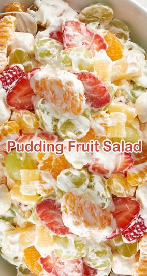 Pudding Fruit Salad - My Recipe Magic #salad #fruit #side dish Pudding Fruit Salad, Salad Cobb, Fruit Salad With Pudding, Pizza Fruit, Fruit Salad Recipe, Salad Buah, Resep Salad, Salad Fruit, Ambrosia Salad