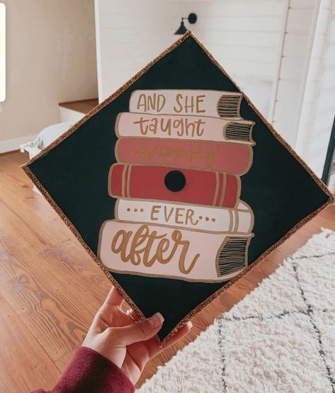 M.ed Graduation Cap, Education Graduation Stole, Teacher Graduation Caps Ideas, Graduating Teacher Pictures, Wgu Graduation Pictures, Graduation Teacher Cap Ideas, Education Graduation Cap Ideas, Education Grad Cap Ideas, Cute Teacher Graduation Caps