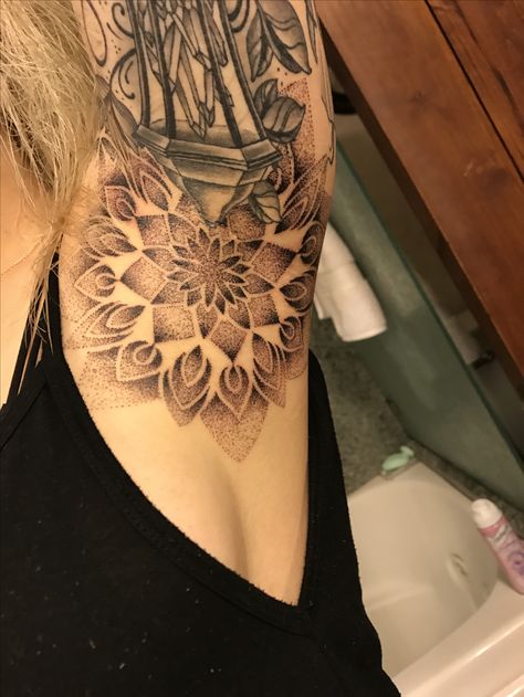 Armpit dot work mandala tattoo by Craig Toth, Holdfast Tattoo studio Redwood City, CA Armpit Mandala Tattoo, Arm Pit Tattoo Women, Dot Mandala Tattoo, Dot Work Tattoo Mandala, Holdfast Tattoo, Arm Pit Tattoo, Dot Work Mandala Tattoo, Armpit Tattoo Women, Tattoo Ideas Female Neck