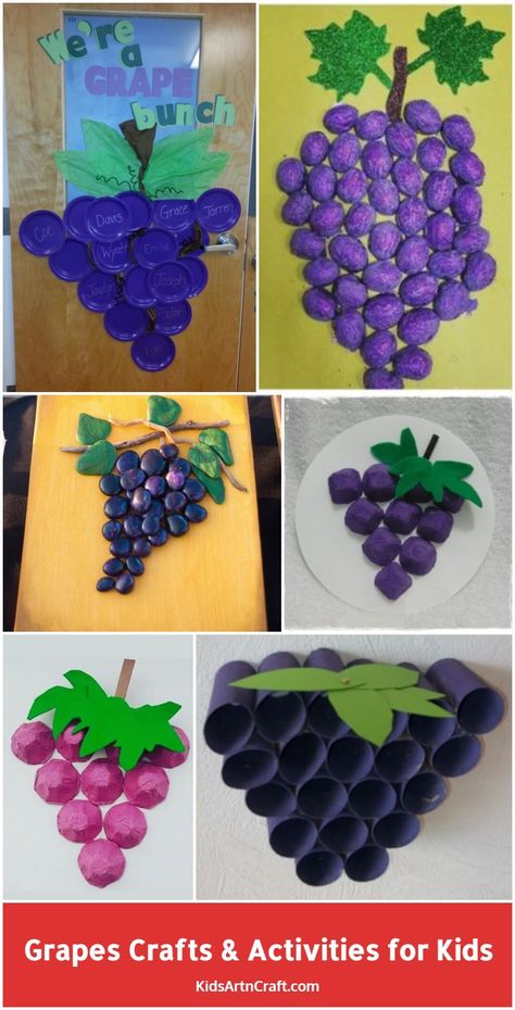 Grapes Crafts & Activities for Kids - Kids Art & Craft Grape Crafts For Preschool, Grapes Craft, Egg Cartoon, Nest Ideas, Vegetable Crafts, Art Activities For Toddlers, Free Kindergarten Worksheets, Craft Images, Fairy Crafts