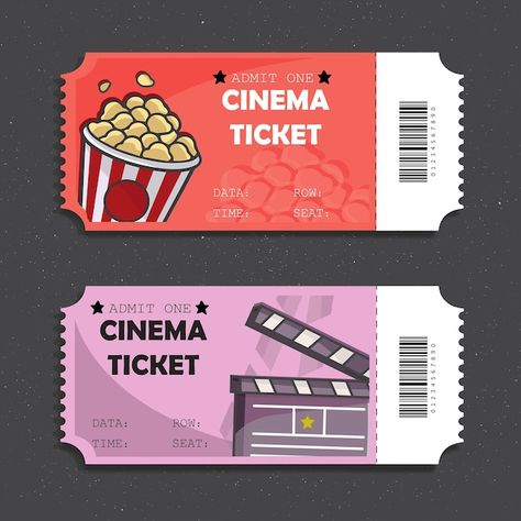 Free vector cinema tickets | Premium Vector #Freepik #vector #clapper #clapper-board #film-festival #movie-clapper Cinema Ticket Printable, Movie Tickets Printable, Movie Ticket Design, Movies Ticket, Movie Ticket Template, Ticket Cinema, Ticket Drawing, Movie Clapper, Open Air Kino