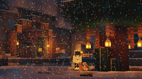 Minecraft Christmas Wallpaper, Minecraft Winter Aesthetic, Skins Minecraft, Merry Christmas Wallpaper, Cool Minecraft Creations, Minecraft Christmas, Minecraft Wallpaper, Banner Gif, Cool Minecraft