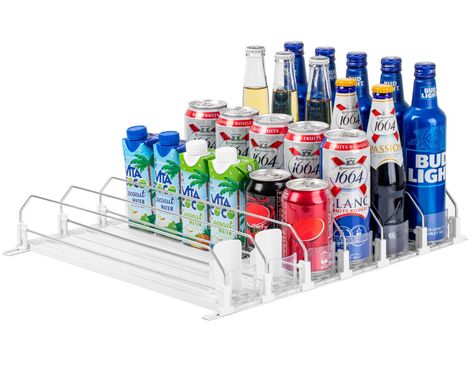 PRICES MAY VARY. Organize Your Drinks Efficiently: Keep your beverages neatly arranged with this fridge drink organizer. Ideal for those who frequently enjoy canned or cold drinks, it allows you to display and easily see what you have and what needs restocking Large Capacity: This versatile soda can dispenser efficiently organizes up to 30 standard or slim-sized cans, providing ample space for various beverages such as soda, iced tea, flavored water, and sports drinks, all while maximizing stora Drink Organizer, Under Shelf Basket, Water Bottle Storage, Can Dispenser, Fridge Organisers, Refrigerator Organization, Can Storage, Fridge Organization, Can Organizer