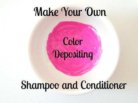 Make your own color depositing shampoo and conditioner with this recipe using regular hair products and bright colored dye. Diy Overtone. Color enhancing hair shampoo and conditioner refreshes bright and pastel hair colors. Color Depositing Conditioner, Diy Conditioner, Dove Shampoo, Diy Hair Dye, Bright Nail Art, Color Depositing Shampoo, Diy Dye, Pink Hair Dye, Diy Hair Color