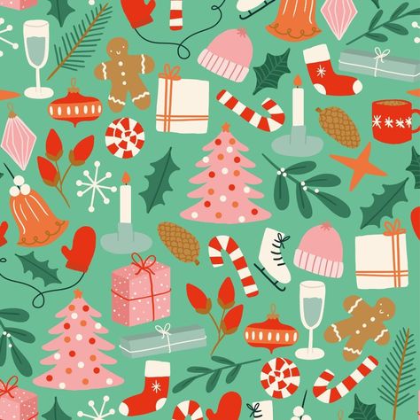 Illustrator & Patterndesigner on Instagram: “This Christmas pattern I made for the collection I recently launched with @nienke_swapt! 🤶🏼🎄⁠ .⁠ .⁠ .⁠ .⁠ .⁠ .⁠ .⁠ .⁠ .⁠ .⁠ .⁠ .⁠ #pattern…” Christmas Color Palette, Christmas Card Illustration, Christmas Illustrations, Wrapping Paper Design, Basic Crochet, Christmas Packaging, The Snowman, Snowman Christmas, Holiday Illustrations