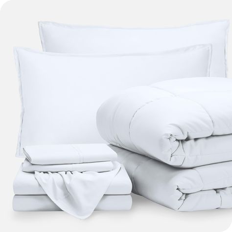 PRICES MAY VARY. EXTREMELY SOFT AND COZY: Bare Home 7 Piece, Premium Bed-In-A-Bag comforter set for Queen is everything you need for a dreamy night’s sleep with a luxurious siliconized fiber filling, it is truly all season. Enjoy feeling warm and snug on a chilly evening while still feeling just right the rest of the year. PACKAGE INCLUDES: 1x White Queen Comforter (90" x 92"), 1x White Fitted Sheet (60" x 80" x 15"), 1x White Flat Sheet (90" x 102"), 2x White Pillow Shams (Standard Size, 20" x Full Size Comforter Sets, Full Size Comforter, Dreamy Night, White Sheet Set, King Size Comforter Sets, Colorful Comforter, Bed Comforter Sets, White Sheet, Full Bedding Sets