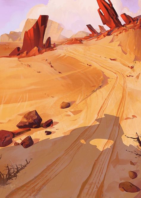 Landscape Concept Art, Arte Cowboy, Environment Painting, Arte 8 Bits, Landscape Concept, Desert Art, Landscape Background, Desert Landscape, Fantasy Art Landscapes