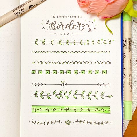 with flower and grass🥰 . . . 🎈Get great deals for washi tapes, pens, brush pens, and much other stationery at our shop. Click the link in bio @stationerypal or visit stationerypal.com Bio Project Border Design, Heading Design For Notes, Assignment Decoration Ideas, Aesthetic Borders, Journal Dividers, Bullet Journal Dividers, Heading Design, Boarders Designs For Projects, Handmade Cards Diy