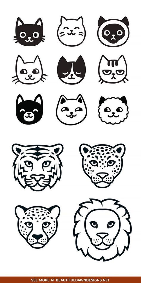 Simple Leopard Drawing, Tiger Drawing Simple, Animal Faces Drawing, Leopard Drawing Easy, Tiger Drawing Easy, Easy Tiger Drawing, Tiger Doodle, Tiger Face Drawing, Leopard Doodle