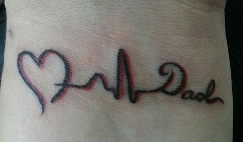 Wrist tattoo, memorial tattoo, dad tattoo, in memory of my dad Rip Tattoos For Dad, Tattoo Memorial, Tattoos For Dad Memorial, Mama Tattoo, Father Daughter Tattoos, Father Tattoos, Dad Tattoo, Remembrance Tattoos