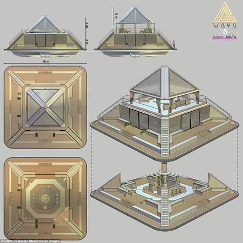 Floating Pyramid, Pyramid House, Mayan Architecture, Pyramid Building, Floating Architecture, City Project, Sci Fi Architecture, Floating City, Tech Products