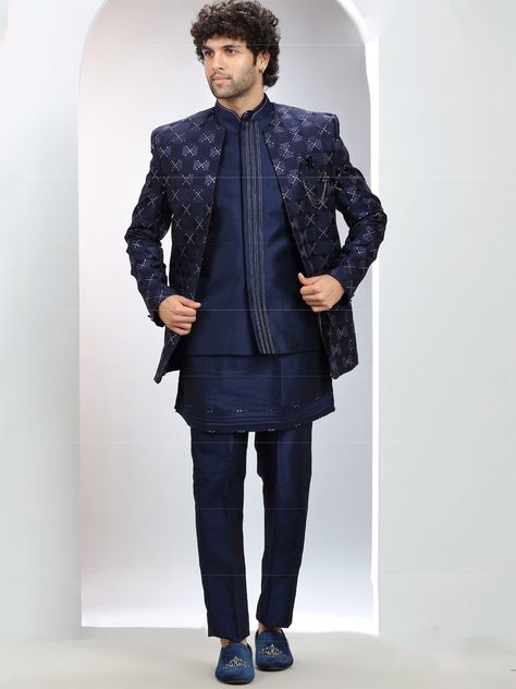 Buy Blue Color Jodhpuri Suitwedding Suits for Menmens online on Etsy India. Shop for handmade, vintage and unique Mens Wedding Suits items from PARIVAR online on Etsy Men Designer Suits, Suits For Men Wedding, Wedding Dress For Men, Unique Mens Wedding Suits, Men Wedding Dress, Jodhpuri Suits, Suit For Men Wedding, Jodhpuri Suits For Men, Wedding Suits For Men