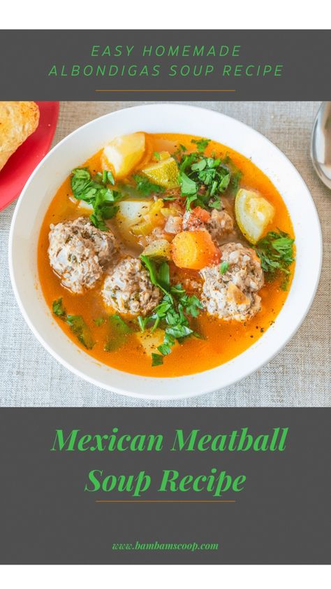 Albondigas Soup Recipe: How To Make The Perfect Mexican Dish Authentic Albondigas Soup, Albondigas Soup Recipe Mexican Authentic, Albondigas Soup Recipe Mexican, Albondigas Soup Recipe, Mexican Meatball Soup, Albondigas Soup, Meatball Soup Recipes, Recipe Mexican, Mexican Dish