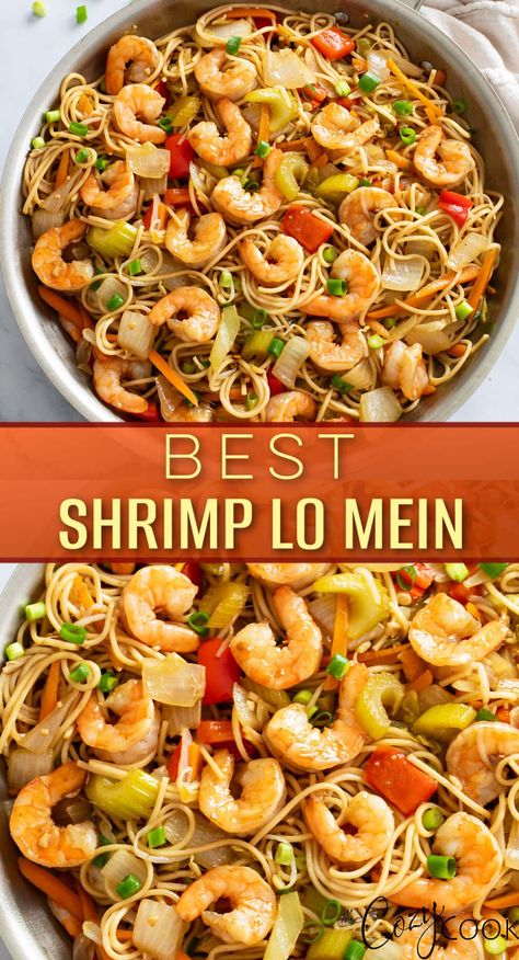 This Shrimp Lo Mein is an quick and easy meal with juicy shrimp and savory Lo Mein noodles tossed in the best sauce. It’s a restaurant quality recipe that you’ll want to make on repeat! Healthy Stir Fry Recipe, Shrimp Lo Mein Recipe, Shrimp Lo Mein, Stir Fry Recipes Healthy, Beef Ramen, Cozy Cook, Lo Mein Noodles, Simple Family Meals, Healthy Stir Fry