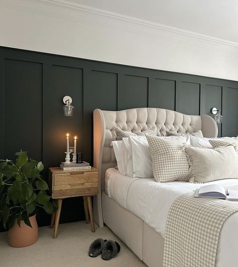 Best Wall Panelling Ideas For Your Bedroom: Explore Wall Panelling Types - Style Your Sanctuary Bedroom Wall Paneling Ideas, Bedroom Wall Paneling, Wall Paneling Ideas, Panelling Ideas, Wall Behind Bed, Green Bedroom Walls, Paneling Ideas, Country Style Bedroom, Wall Panels Bedroom