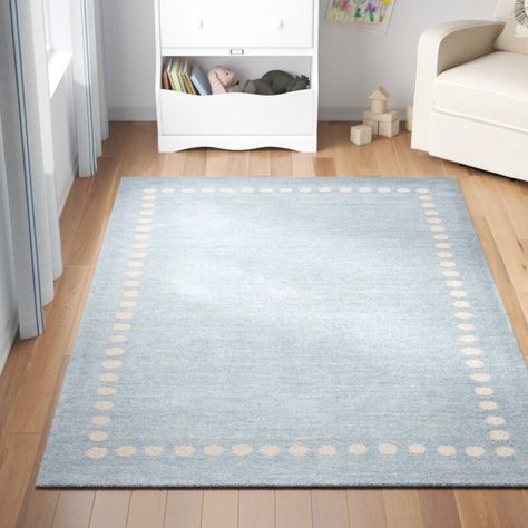 Three Posts™ Baby & Kids Stonecrest Handmade Tufted Wool Blue Area Rug & Reviews | Wayfair Grandkids Bedroom, Nursery Rugs Boy, Light Blue Nursery, Blue Nursery Boy, Light Blue Rug, White Nursery, Baby Room Rugs, Blue Nursery, Nursery Rugs