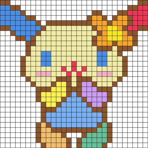 Usahana Perler Bead Pattern | Bead Sprites | Characters Fuse Bead Patterns Usahana Sanrio Perler, Hangyodon Perler Beads, Kidcore Perler Bead Patterns, Saiki K Perler Beads, Perler Beads Ideas Pokemon, Cute Grid Art, Pokemon Pixel Art Pattern, Character Perler Bead Patterns, Pompompurin Perler Beads