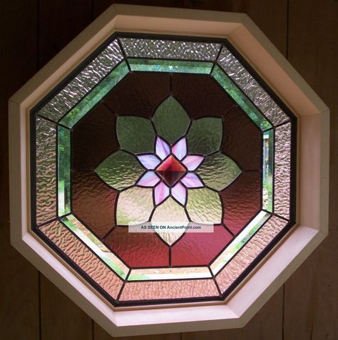 Octagon Window, Window Stained, Window Decorations, American Craftsman, Stained Glass Panel, Cupboard Doors, Glass Panel, Stained Glass Mosaic, Stained Glass Patterns