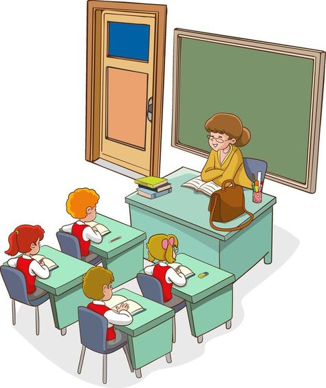 Illustration of Children Education.students doing group work.students studying with teacher in classroom cartoon Student Learning Cartoon, Cartoon Study, Students Cartoon, Teacher Picture, Teacher Cartoon, Student Cartoon, English Learning Books, Learning Books, Children Education