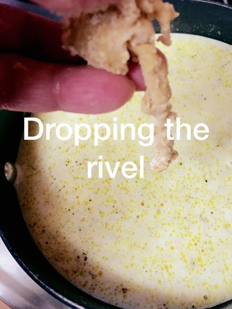 Potato Rivel Soup image Potato Soup With Rivels Pennsylvania Dutch, Rivels Recipe Potato Soup, Potato And Rivel Soup, Amish Potato Soup Recipe, Potato And Dumpling Soup Recipe, Chicken Rivel Soup Recipe, Rivels Recipe Pennsylvania, Rivel Soup Recipe, Potato Soup With Dumplings