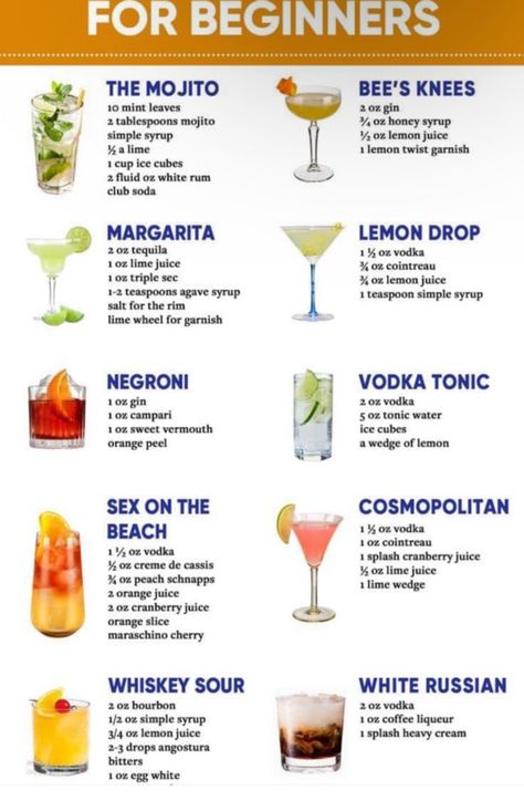 Cocktails For Beginners, Bartender Drinks Recipes, Iced Drinks Recipes, Bartender Drinks, Homemade Liquor, Cocktail Drinks Alcoholic, Homemade Cocktails, Yummy Alcoholic Drinks, Mixed Drinks Alcohol