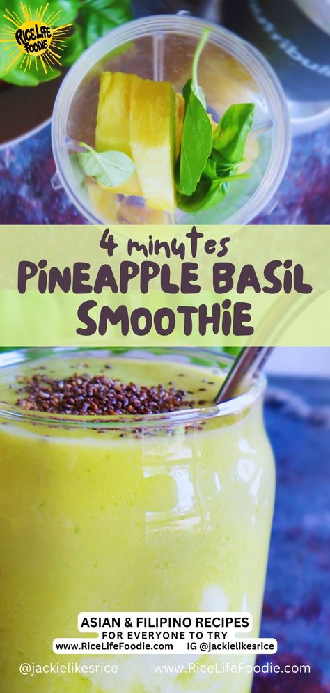 glass-of-pineapple-basil-smoothie Pineapple Basil Smoothie, Basil Smoothie Recipe, Pineapple Smoothie Healthy, Pineapple Basil, Basil Smoothie, Pineapple Smoothie, Vegetarian Paleo, Feeling Good, Few Ingredients