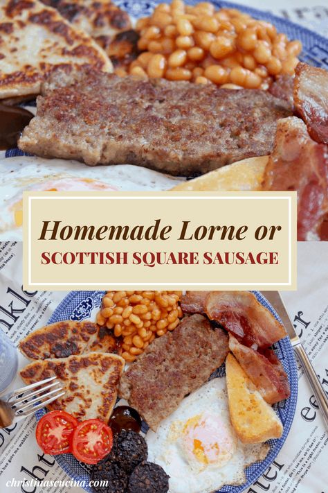 Sausage For Breakfast, Lorne Sausage, Full Scottish Breakfast, British Breakfast, Sausage Making Recipes, Scotland Food, Great British Food, Scottish Breakfast, Scottish Dishes