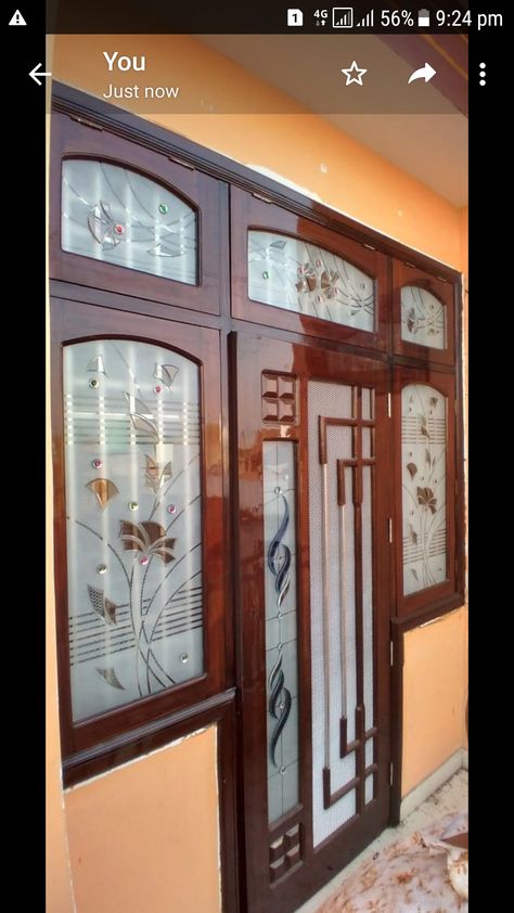 Window Glass Design Indian, Jali Gate, Grill Window, Wooden Window Design, Window Glass Design, Mesh Doors, Modern Cupboard, Front Door Design Wood, House Gate