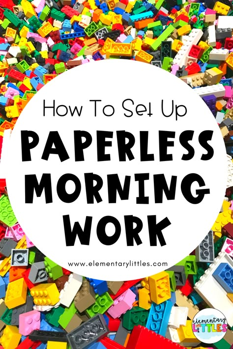 Learn how to set up a paperless morning work routine in your classroom! Morning Work For Preschoolers, Morning Routine Kindergarten Chart, Morning Work Routine 2nd Grade, Morning Activities Year 1, Morning Centers 2nd Grade, Paperless Morning Work Second Grade, Morning Work Ideas 3rd, Morning Work Activities 1st Grade, Morning Routine Special Education