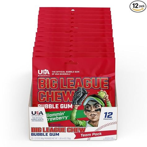 Amazon.com : Big League Chew Strawberry Tray + (12 Packs) : Grocery & Gourmet Food Big League Chew, Gourmet Food, Bubble Gum, Gourmet Recipes, Softball, Gum, Bubbles, Tray, Candy