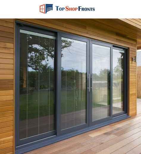 Doors are an essential part of any commercial or industrial establishment. There are different types of doors available in the construction & architectural industry. #SlidingGlassDoor is a kind that has large glass panels that open by sliding along a track instead of swinging open on a hinge. If you are looking for the perfect fit sliding glass doors for your premises, trust on the quality services of #TopShopfronts. Long Sliding Glass Doors, Privacy Ideas For Sliding Glass Doors, 4 Panel Sliding Glass Door, Sliding Glass Wall, Panoramic Doors, Garage Redo, Double Sliding Glass Doors, Exterior Entrance Doors, Glass Wall Design