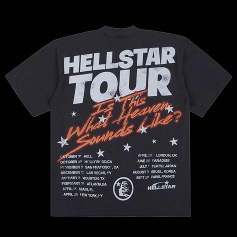 NTWRK - Hellstar Biker Tour Tee Vintage Black Band Tee Design Ideas, Tour Hoodie Design, Concert Merch Design, Tour Tee Shirts, Concert Tour Tshirt Design, Tour T Shirt Design, Vintage Tour Shirt, Concert Tee Design, Merch T-shirt