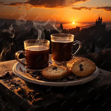 Premium AI Image | sunrise and two camping mugs filled with coffee per Coffee Sunrise, Tea Image, Camp Coffee, Sunrise Coffee, Camping Mugs, Peaceful Places, Digital Graphics, Graphic Artist, Premium Photo