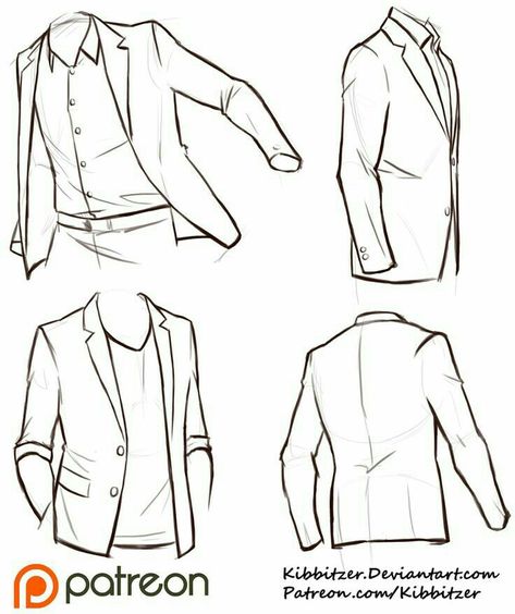 How to Draw a Suit/Jacket; How to Draw Manga/Anime                                                                                                                                                                                 More Jackets Reference, Suit Drawing, Jacket Drawing, Computer Drawing, Reference Sheet, 캐릭터 드로잉, Gambar Figur, 인물 드로잉, Poses References