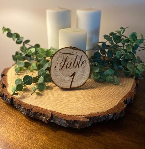 Rustic Wedding Decor Centerpieces, Farmhouse Wedding Table, Wood Slice Centerpiece, Wood Centerpieces Wedding, Wood Table Numbers Wedding, Table Numbers Wedding Rustic, Wood Table Numbers, Rustic Table Numbers, Wooden Table Numbers