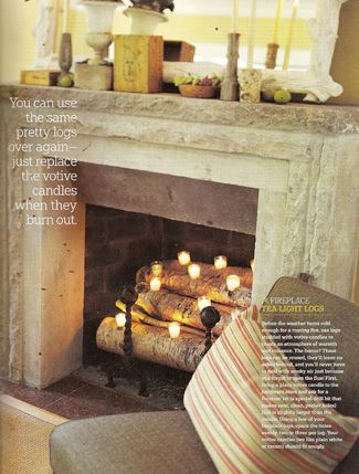 Empty Fireplace Ideas, Unused Fireplace, Fireplace Candle Holder, Fake Fireplace, Birch Logs, Candles In Fireplace, Fireplace Logs, Farmhouse Fireplace, Freestanding Fireplace