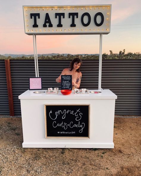 The Tattoo Booth ⚡️Temporary tattoos for wedding and events ⚡️ Northern CA & Beyond.  @thetattoobooth Wedding Booths Ideas, Tattoo Bar At Wedding, Tattoo Booth Wedding, Wedding Tattoo Booth, Temporary Wedding Tattoos, Tattoo Theme Wedding, Frat Wedding Theme, Tattoo Bar Wedding, Party Tattoo Station