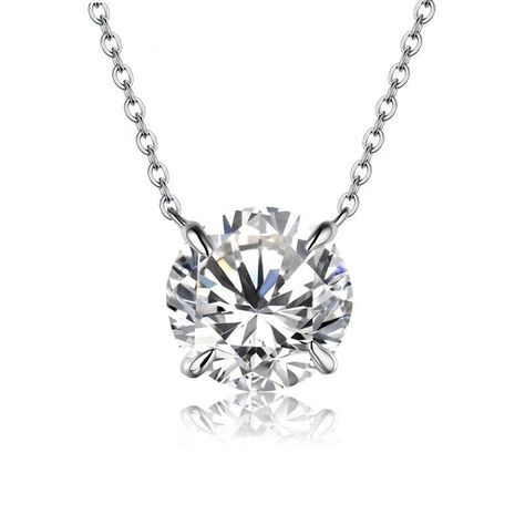 Elegant 1CT Moissanite Diamond Necklace. #AmrahCart #MoissaniteJewelry #ElegantNecklace #LuxuryJewels Silver Necklace For Women, Engagement Necklaces, Anniversary Necklace, Bracelet Tennis, Silver Necklaces Women, Moissanite Necklace, Diamond Free, Silver 925 Necklace, Diamond Pendant Necklace