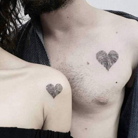 Couple tatto ideas. #tattos #couple tattos #cute tattos #aathsaa Fingerprint Heart Tattoos, Fingerprint Tattoos, Fingerprint Heart, Tattoos Inspo, Couple Matching Tattoo, Couples Tattoos, Tattoo Heart, Heart Tattoos, Simple Tattoo Designs