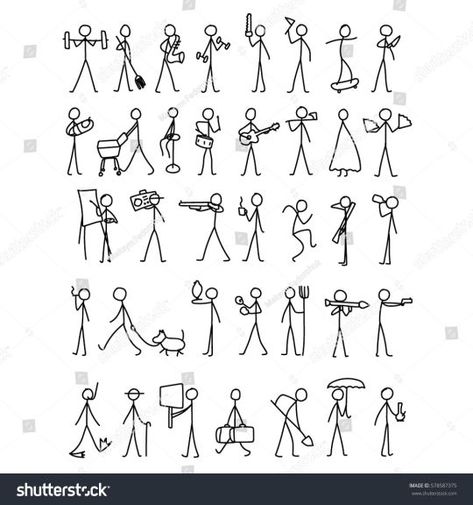 How To Draw Cute Stick Figures, Cartoon Drawings Doodles, Cute Stick People, Simple Cartoon Drawings, Stick Figure Tattoo, Draw Stick Figures, Stickman Drawing, Stick Men Drawings, Visual Note Taking