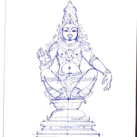 Ayyappa Drawing, Indian Sculpture Ancient Drawing, Shilpa Shastra, Ancient Drawings, Ancient Indian Architecture, Dancing Drawings, Kerala Mural Painting, Lord Ganesha Paintings, Temple Art