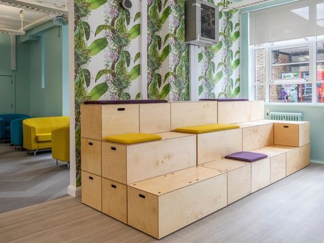 Collaborative Furniture, Tiered Seating, Active Learning, Modular Seating, Wood Stairs, Collaboration Space, Workplace Design, Workspace Design, Bleachers